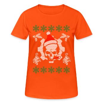 Ugly Skull Christmas Christmas Xmas Gift - Women's Breathable T-Shirt - neon orange - Front - AI Model Female 172 dark (172cm)