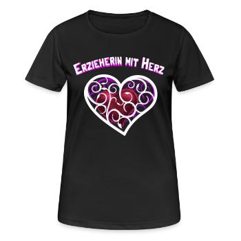 Erzieherin mit Herz - Frauen T-Shirt atmungsaktiv - Schwarz - Vorne - AI Model Female 172 light (172cm)