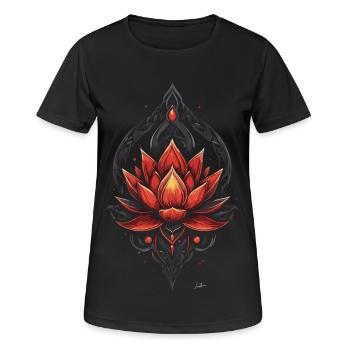Dekorativer goldroter Lotus - Frauen T-Shirt atmungsaktiv - Schwarz - Vorne - AI Model Female 172 light (172cm)