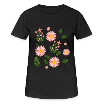 Floral Floral T-Shirt - Women's Breathable T-Shirt - black - Front - AI Model Female 172 light (172cm)