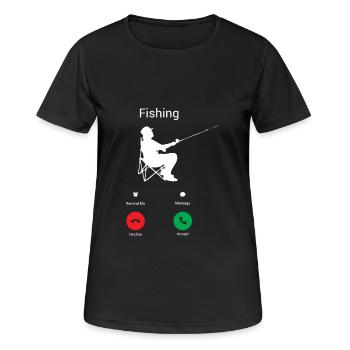 LE POISSON M’APPELER ! APPEL DE PÊCHE ! CHEMISE DE - T-shirt respirant Femme - noir - Devant - AI Model Female 172 light (172cm)