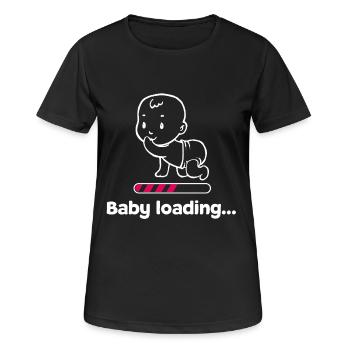 Bébé enceinte bébé ventre grossesse Parents - T-shirt respirant Femme - noir - Devant - AI Model Female 172 light (172cm)