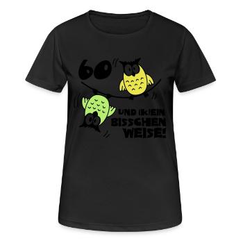 Geburtstag 60 und kein bisschen Weise, Eulen - Frauen T-Shirt atmungsaktiv - Schwarz - Vorne - AI Model Female 172 light (172cm)