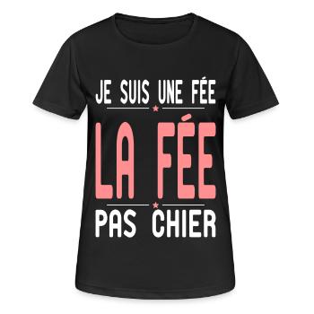 Je suis une Fée - la Fée pas Chier - Cadeau Humour - T-shirt respirant Femme - noir - Devant - AI Model Female 172 light (172cm)