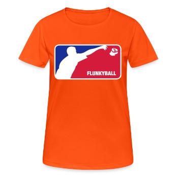 Flunkyball - Frauen T-Shirt atmungsaktiv - Neonorange - Vorne - AI Model Female 172 dark (172cm)