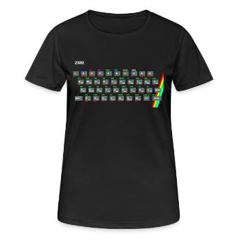 ZX81 (Zed-Ex) spectre clavier - T-shirt respirant Femme - noir - Devant - AI Model Female 172 light (172cm)