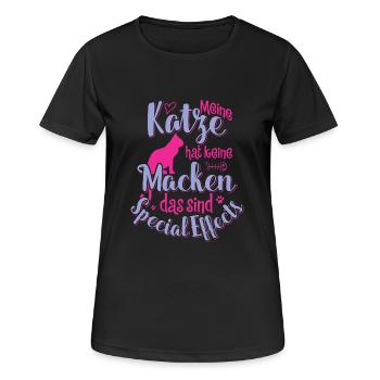 Katze hat keine Macken, das sind Special Effects - Frauen T-Shirt atmungsaktiv - Schwarz - Vorne - AI Model Female 172 light (172cm)