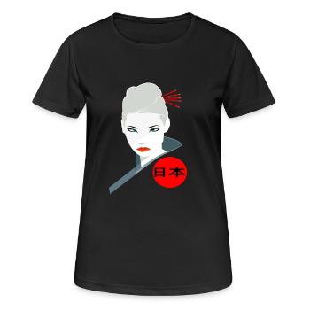 Japan Japanerin zornig Ninja Kämpferin Asiatin - Frauen T-Shirt atmungsaktiv - Schwarz - Vorne - AI Model Female 172 light (172cm)