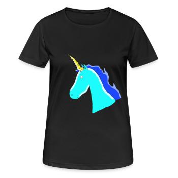 Einhorn Unicorn Geschenk Idee Blau Horn Schweif - Frauen T-Shirt atmungsaktiv - Schwarz - Vorne - AI Model Female 172 light (172cm)