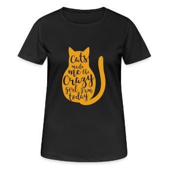 Cats made me gift pet - Women's Breathable T-Shirt - black - Front - AI Model Female 172 light (172cm)