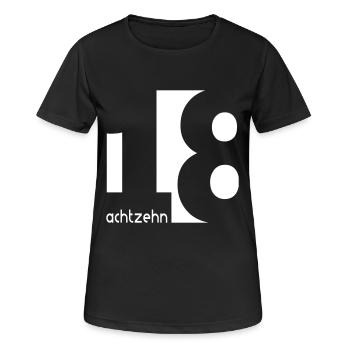 18 achtzehn - Frauen T-Shirt atmungsaktiv - Schwarz - Vorne - AI Model Female 172 light (172cm)