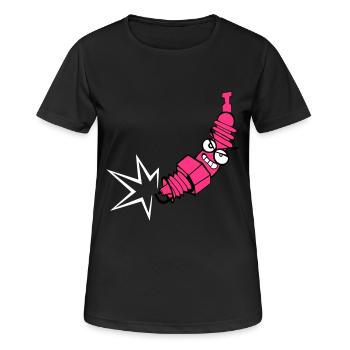 Bougie d'allumage avec une fonction de changement de couleur - T-shirt respirant Femme - noir - Devant - AI Model Female 172 light (172cm)