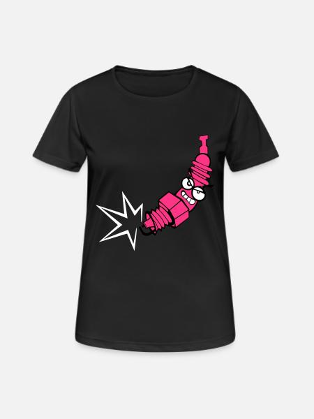 Spark plug with color changing function - Women's Breathable T-Shirt - black