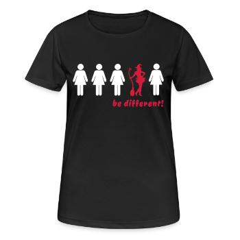 être différent! - être différent (sorcière) - T-shirt respirant Femme - noir - Devant - AI Model Female 172 light (172cm)