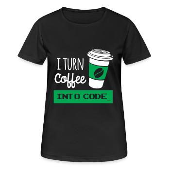 Ich drehe Kaffee in Code-Entwickler - Frauen T-Shirt atmungsaktiv - Schwarz - Vorne - AI Model Female 172 light (172cm)