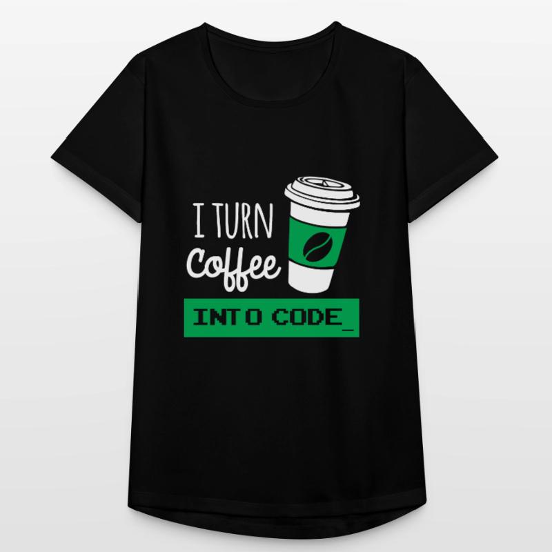 I turn coffee into code developer T-shirt respirant Femme