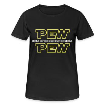Pew Pew - Science Fiction Laser - Frauen T-Shirt atmungsaktiv - Schwarz - Vorne - AI Model Female 172 light (172cm)