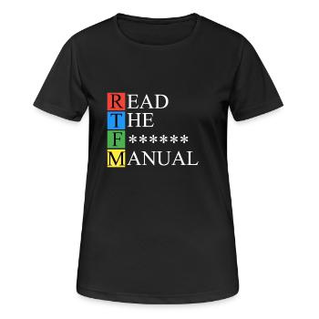 RTFM Dunkel - Frauen T-Shirt atmungsaktiv - Schwarz - Vorne - AI Model Female 172 light (172cm)