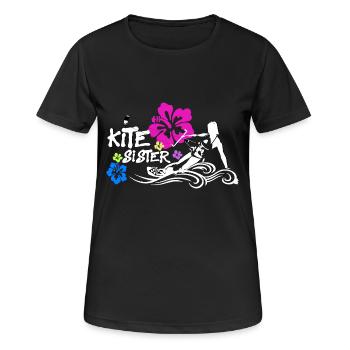 Kitesurf Kitesister - Frauen T-Shirt atmungsaktiv - Schwarz - Vorne - AI Model Female 172 light (172cm)