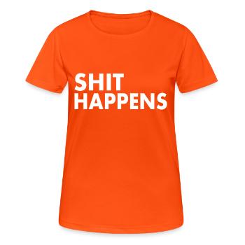 Shit happens - Women's Breathable T-Shirt - neon orange - Front - AI Model Female 172 dark (172cm)