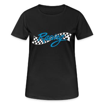 Racing - Frauen T-Shirt atmungsaktiv - Schwarz - Vorne - AI Model Female 172 light (172cm)