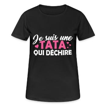 Tshirt pour Tante - Je suis une Tata qui déchire - T-shirt respirant Femme - noir - Devant - AI Model Female 172 light (172cm)