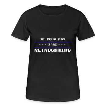 Je peux pas j'ai retrogaming - T-shirt respirant Femme - noir - Devant - AI Model Female 172 light (172cm)