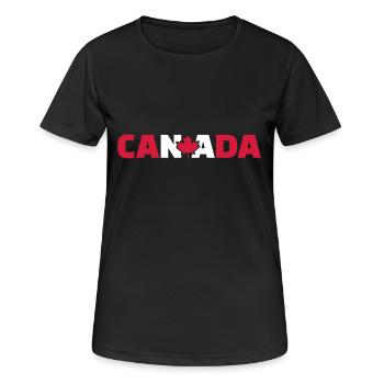 Kanada - Frauen T-Shirt atmungsaktiv - Schwarz - Vorne - AI Model Female 172 light (172cm)