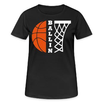 Ballin Basketball - Frauen T-Shirt atmungsaktiv - Schwarz - Vorne - AI Model Female 172 light (172cm)