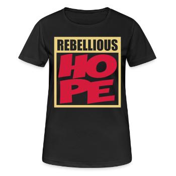 Rebellische Hoffnung | Farben änderbar - Frauen T-Shirt atmungsaktiv - Schwarz - Vorne - AI Model Female 172 light (172cm)