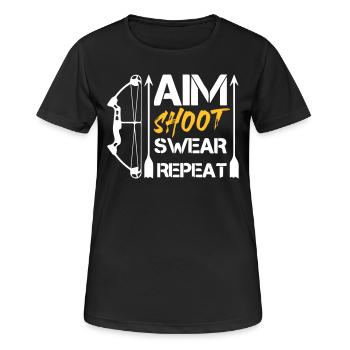 Aim Shoot Swear Repeat Arcry Gift Hobby - T-shirt respirant Femme - noir - Devant - AI Model Female 172 light (172cm)
