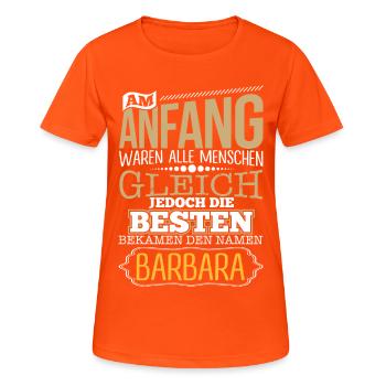 BARBARA - die Besten - Frauen T-Shirt atmungsaktiv - Neonorange - Vorne - AI Model Female 172 dark (172cm)