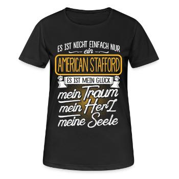 AMERICAN-STAFFORD -Traum - Frauen T-Shirt atmungsaktiv - Schwarz - Vorne - AI Model Female 172 light (172cm)