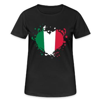 coeur drapeau cuore bandiera italie italia jeux - T-shirt respirant Femme - noir - Devant - AI Model Female 172 light (172cm)