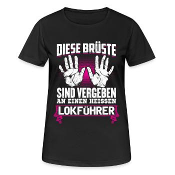 LOKFÜHRER - Brüste - Frauen T-Shirt atmungsaktiv - Schwarz - Vorne - AI Model Female 172 light (172cm)