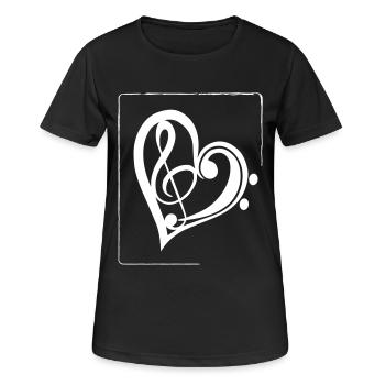 Treble clef & bass clef heart - Women's Breathable T-Shirt - black - Front - AI Model Female 172 light (172cm)
