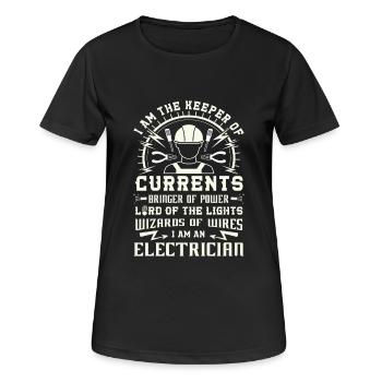 Keeper of Currents Bringer of Power Electrician - T-shirt respirant Femme - noir - Devant - AI Model Female 172 light (172cm)
