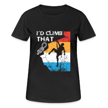 I'd climb that - hiking climbing gift - T-shirt respirant Femme - noir - Devant - AI Model Female 172 light (172cm)