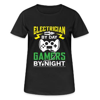 Electrician by Day Gamers by Night - arcade player - T-shirt respirant Femme - noir - Devant - AI Model Female 172 light (172cm)