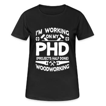 I'm working on PHD Projects half done Woodworking - T-shirt respirant Femme - noir - Devant - AI Model Female 172 light (172cm)