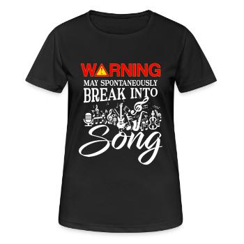 Warning may spontaneously break into Song - T-shirt respirant Femme - noir - Devant - AI Model Female 172 light (172cm)