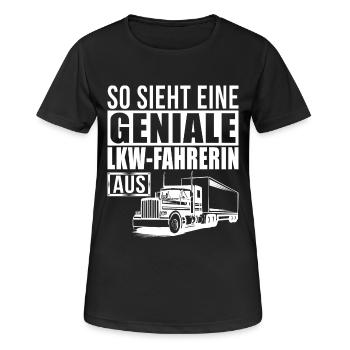 Geniale LKW Fahrerin - Frauen T-Shirt atmungsaktiv - Schwarz - Vorne - AI Model Female 172 light (172cm)
