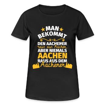 Aachen - Frauen T-Shirt atmungsaktiv - Schwarz - Vorne - AI Model Female 172 light (172cm)