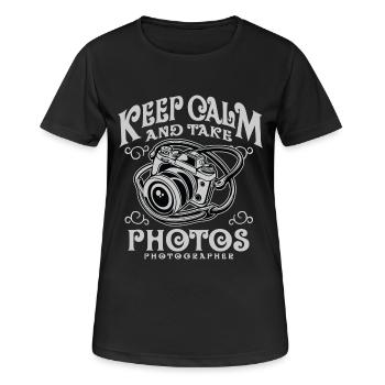 Gardez le calme et prendre des photos - Caméra shirt design - T-shirt respirant Femme - noir - Devant - AI Model Female 172 light (172cm)