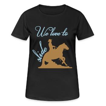 Nous aimons slider Équitation Western Reining - T-shirt respirant Femme - noir - Devant - AI Model Female 172 light (172cm)