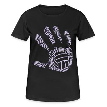 volleyball wasserball hand aufdruck 9_11 - Frauen T-Shirt atmungsaktiv - Schwarz - Vorne - AI Model Female 172 light (172cm)