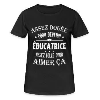 T-shirt Enseignante - Devenir éducatrice - T-shirt respirant Femme - noir - Devant - AI Model Female 172 light (172cm)