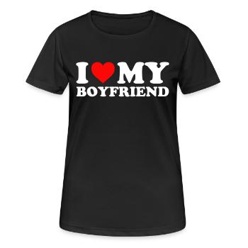 J’AIME MON COPAIN Saint-Valentin Cadeau Amour - T-shirt respirant Femme - noir - Devant - AI Model Female 172 light (172cm)