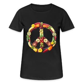 Peacezeichen Rosen - Frauen T-Shirt atmungsaktiv - Schwarz - Vorne - AI Model Female 172 light (172cm)
