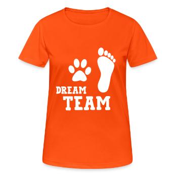 Dream Team Funny Dog Shirt - Women's Breathable T-Shirt - neon orange - Front - AI Model Female 172 dark (172cm)
